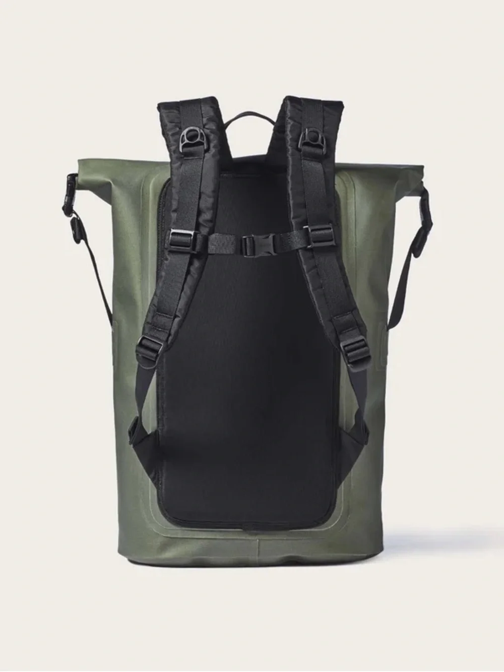 Filson Olive Green Roll-Top Backpack with Black Accents